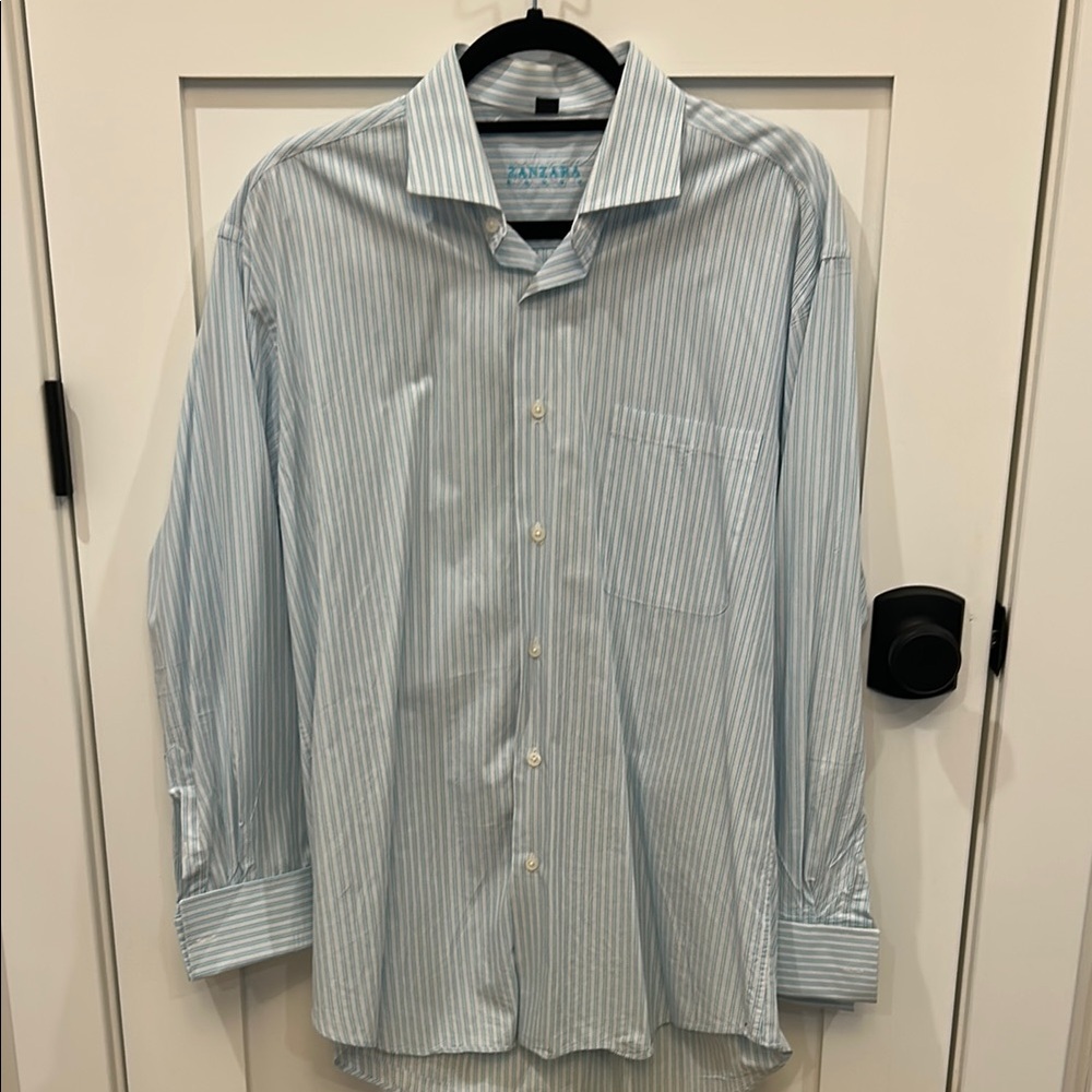 Men’s Blue Striped Dress Shirt